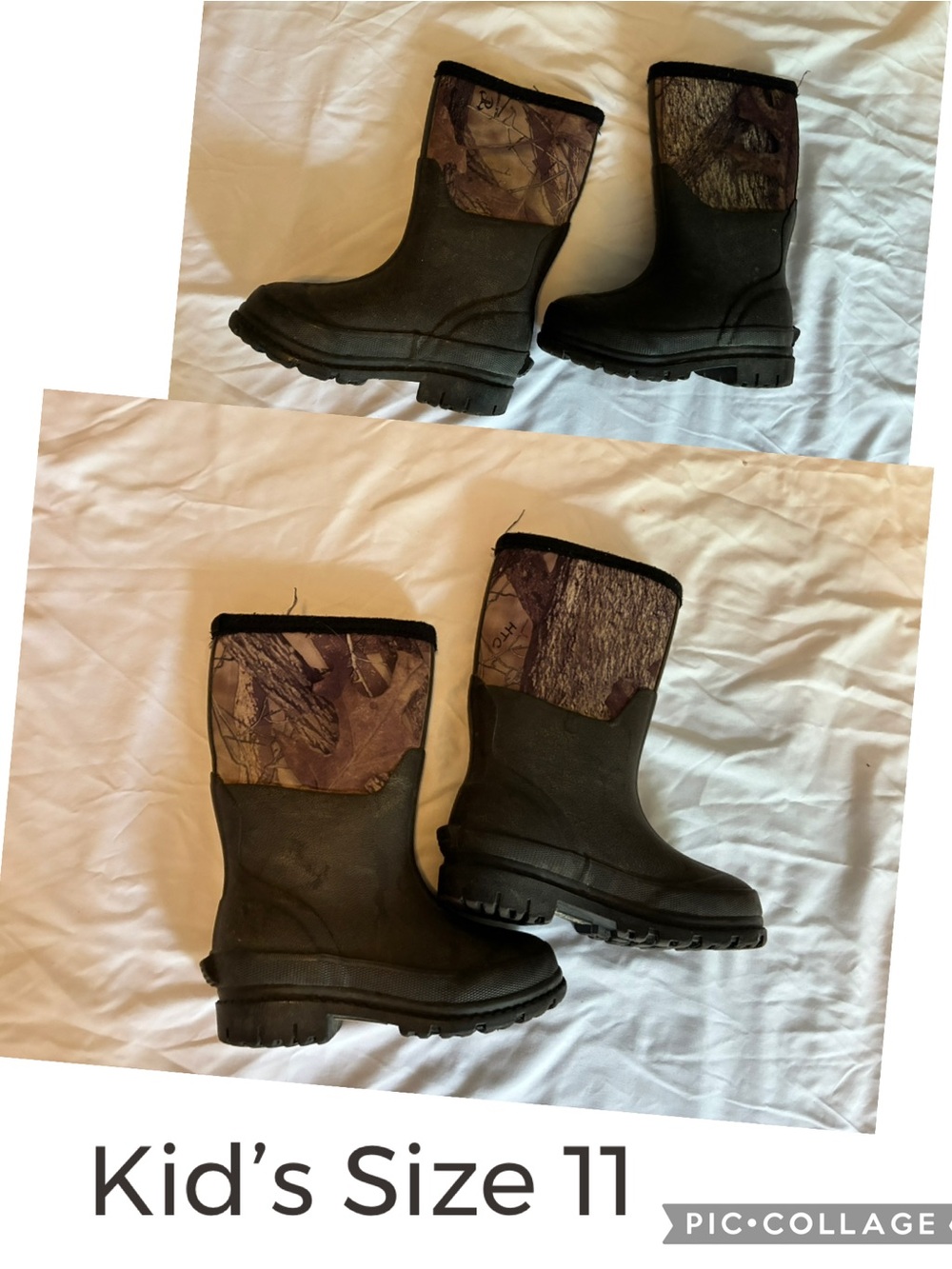 Kids Waterproof Rubber Boots with Camouflage Shaft